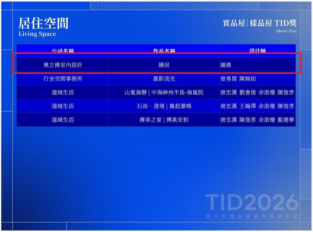 2026 TID 台灣室內設計大獎圖片