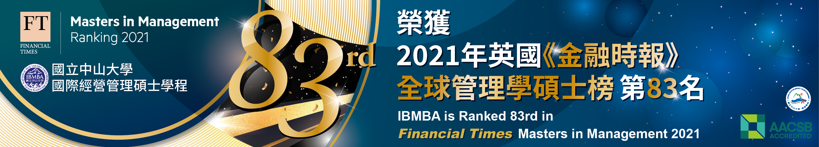 2021金融時報MiM排行榜 中山IBMBA躍進為第83名